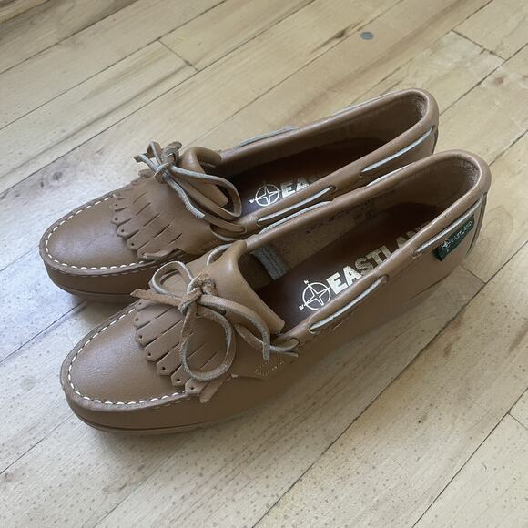 Eastland Womens Wedge Loafers Tan Size 7.5 NWOB Made In U.S.A Leather - Picture 1 of 12